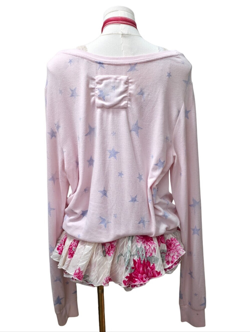 Abercrombie Vintage Super Oversized Baggy Pajama Top Pink With Stars - Picture 2 of 3